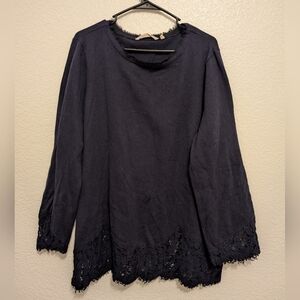 Soft Surroundings Navy Lace Top 1X